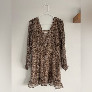 Abercrombie & Fitch Long Sleeve Ruffle Hem Dress Leopard Print Size Medium
